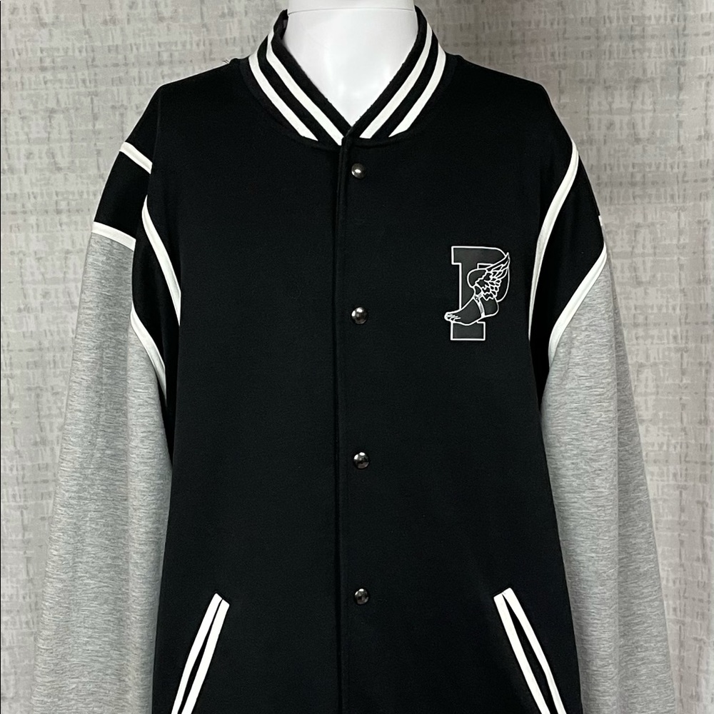 XLTall Polo Ralph Lauren P-Wing Black Button Up Varsity Jacket Coat